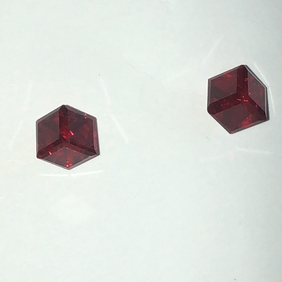 Red Geometric Dainty Boho Stud Earrings - Picture 3 of 7